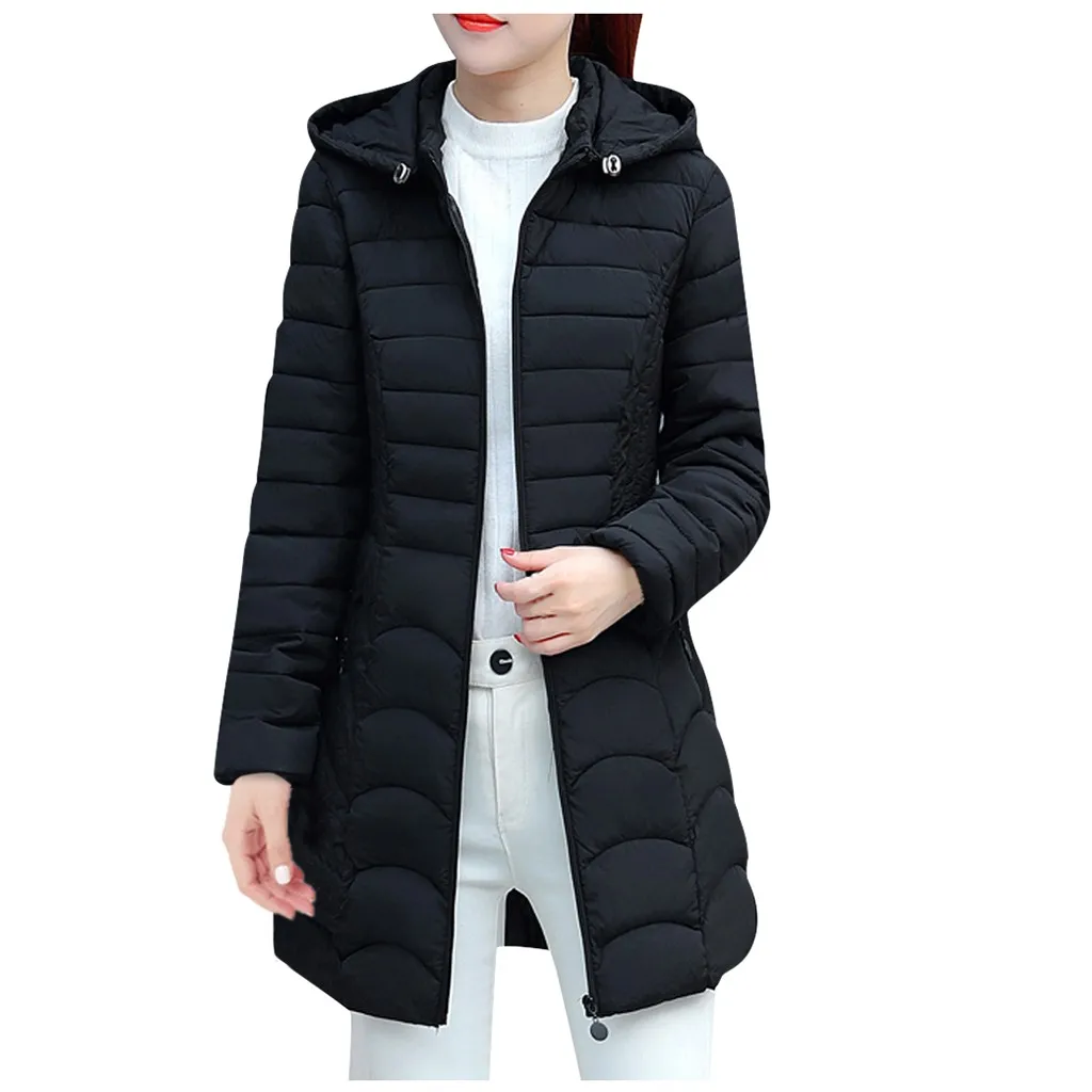 Down Coats Fashion Women Winter Warm Cotton Hooded Winter Jacket Long-Sleeved Coat Clothing Coats& Jackets Drop Shipping