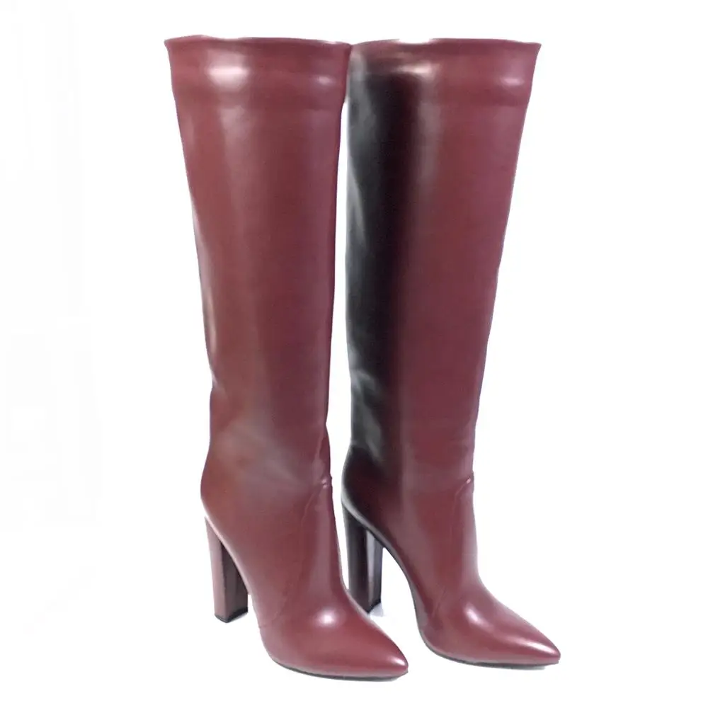 

Women's Knee high boots pointed toe high heels Shoes Block Heels Full Zipper Autumn Winter Female Outfit Footwear