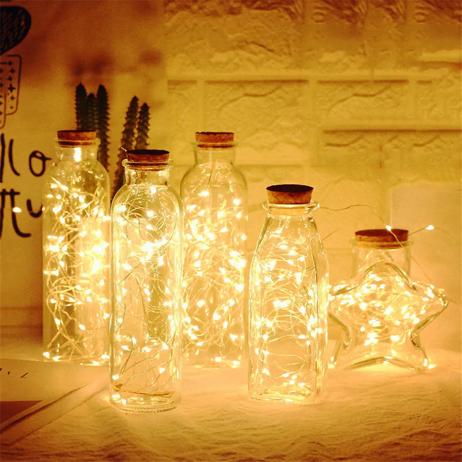 10 15 20 LED Solar Copper Cork Wire String Lights Wine Bottle Xmas Decor Lamp CA 