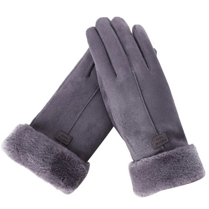 Oeak хлопковые перчатки женские зимние перчатки высокого качества ветрозащитные теплые уличные перчатки одноцветные Варежки перчатки для сенсорного экрана - Цвет: 3