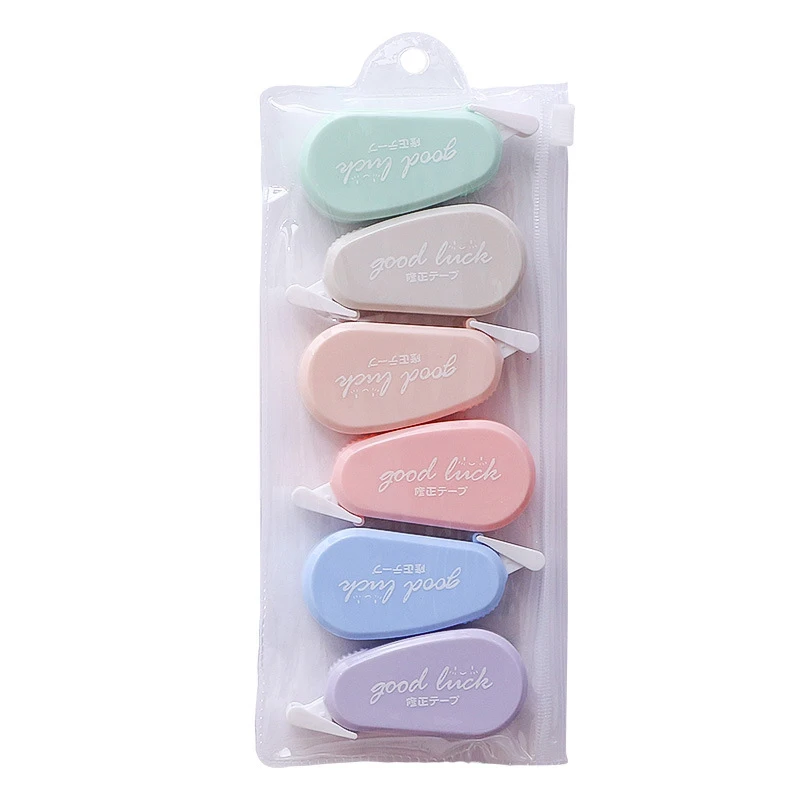 6Pcs/Set correction tape Solid color translucent Corrector kids student school office supplies