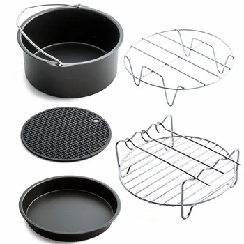 

New Home Air Frying Pan Accessories Five Piece Fryer Baking Basket Pizza Plate Pot Mat Multi-functional Kitchen dropshipping