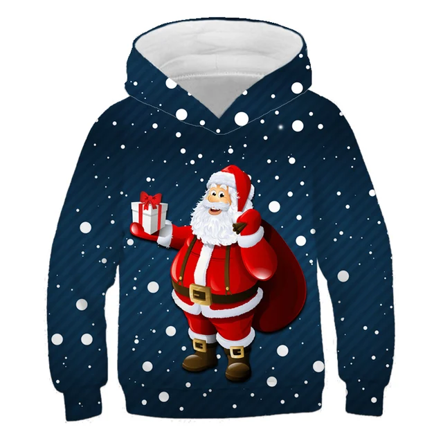 Sweater Santa Claus Christmas Children's Hoodie Boys Long-Sleeved Girls 3D Printed Autumn Winter Coat Fashion Festival Clothing TZWY-040456