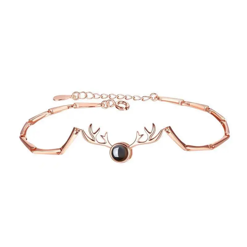 Rose Gold 100 языков I Love You подарок на день Святого Валентина память проекционный браслет Прямая поставка - Окраска металла: Rose Gold