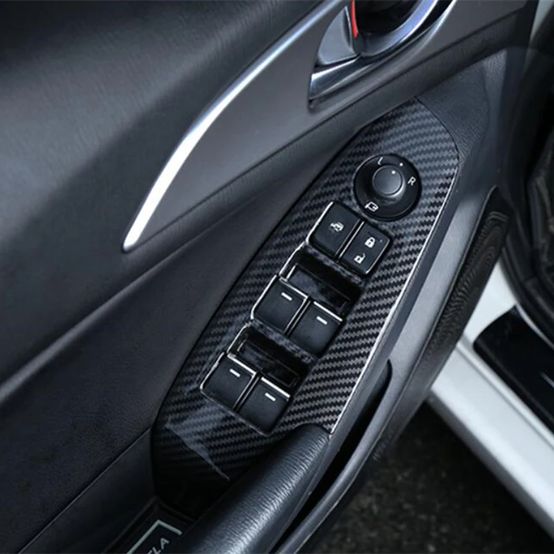 

Car Auto Window Control Switch Cover Trim 4pcs For MAZDA 3 Axela 2017 Carbon Fiber Window Control Switch Panel Cover Trim