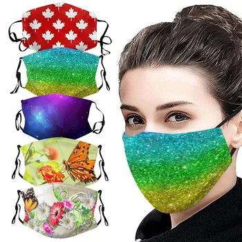 

5pc Mask for face With Filter Multi-color Windproof Washable Reusable Foggy Haze Anti-spitting Protective Mask+10pcs Filters