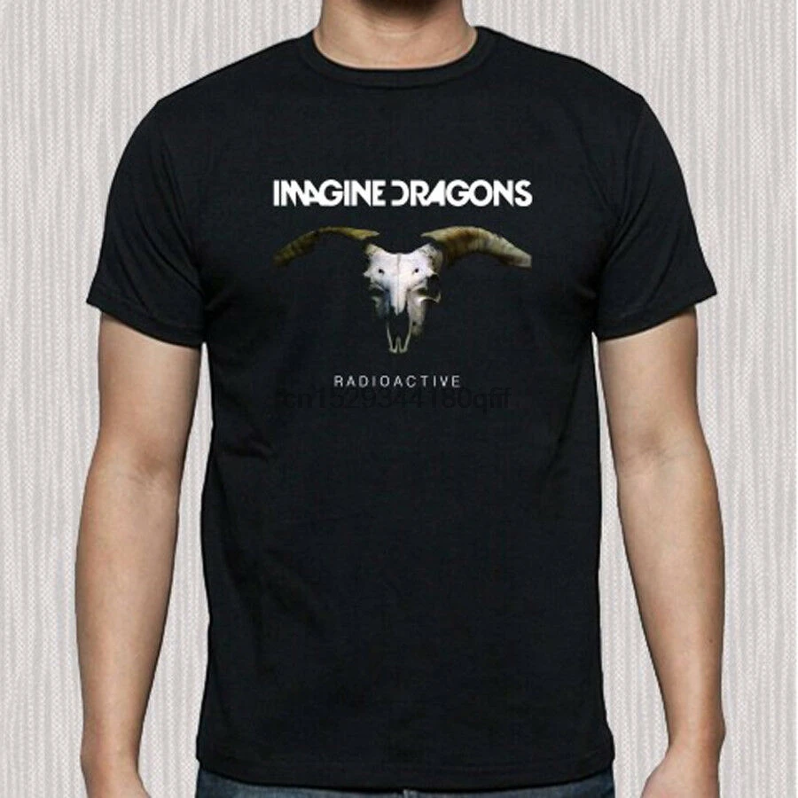 New Imagine Dragons Radioactive Skull Logo Mens Black T-Shirt Size S to 3XL |