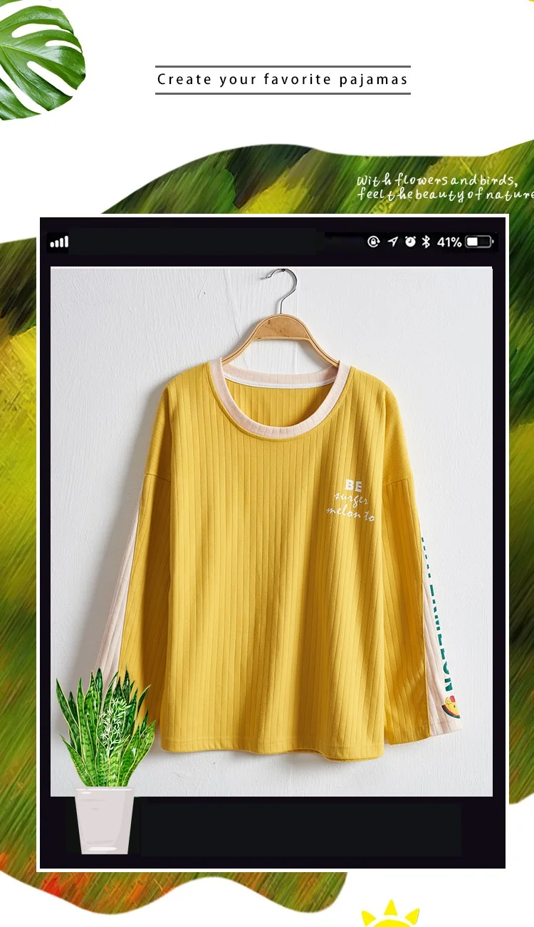 Women Clothes Pajamas Sets Spring Autumn Cotton Women Long Sleepwear Suit Home Women 4XL Female Sleepwear