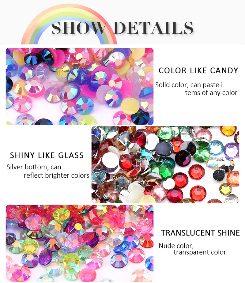 Embroidery Machines 19200pcs/box Resin Loose Rhinestone Rainbow Color AB Glue On Rhinestones for DIY Creative Design Decoration Crafts tailoring marker pencil