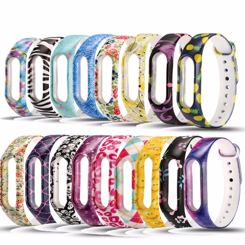 

Fashion Colorful Varied Flowers Miband 2 Strap Silicone wristband Replacement mi band 2 straps for xiaomi
