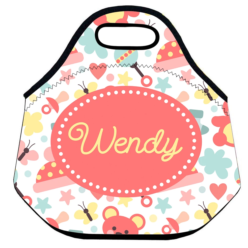 

Personalized Lunch Bag for School Kids Custom Name Exclusive Lunch Tote Washable Soft Neoprene Lunch Bags Lunchbox Storage
