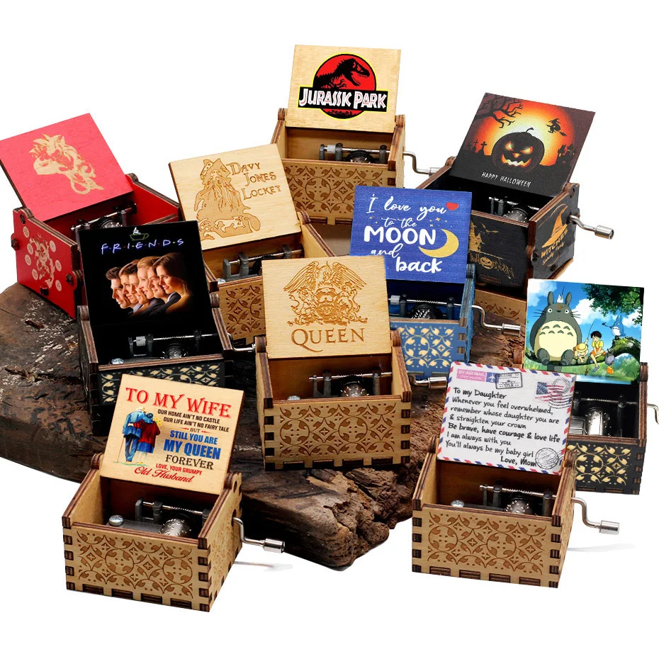 Music-Box Hand-Cranked-Box Wooden Mothers-Day-Birthday-Gift You-Are-My-Sunshine-Shippuden