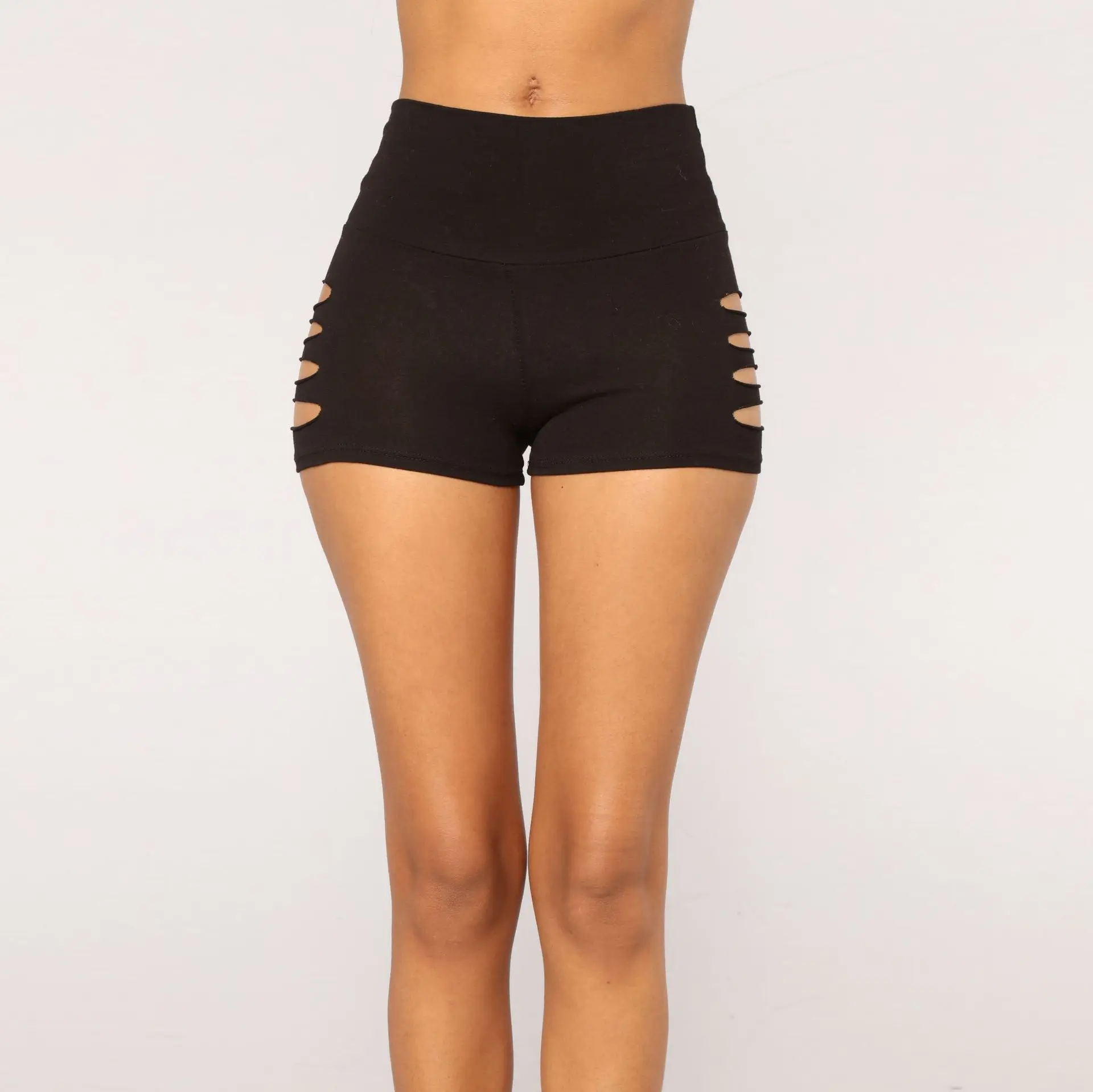 Штаны для йоги, женские спортивные Леггинсы для фитнеса, эластичные леггинсы в полоску с принтом для тренажерного зала, S-XL, штаны для бега размера плюс - Цвет: Side hole shorts