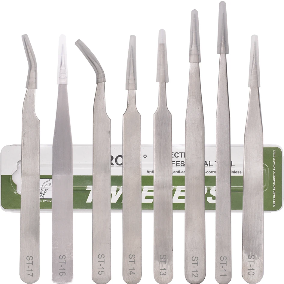 Stainless Steel Tweezers HRC40 Nipper ST-10 ST-11 ST-12 ST-13 ST-14 ST-15 ST16 ST-17 for Phone Repair Tools 120pcs/lot