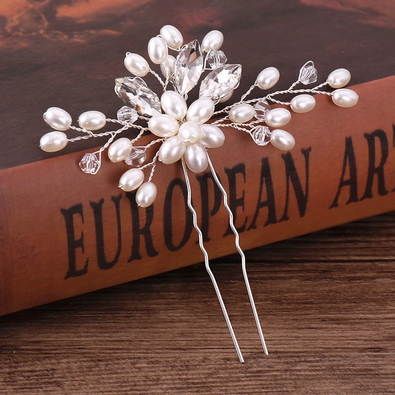 Bridal Hairpins Wedding Hair Accessories Tiara Pearl Rhinestone Flower Bridal Headpiece Wedding Hair Pins For Women Hair Jewelry Bridal Hairpins Wedding Hair Accessories Tiara Pearl Rhinestone Flower Bridal Headpiece Wedding Hair Pins For Women Hair Jewelry