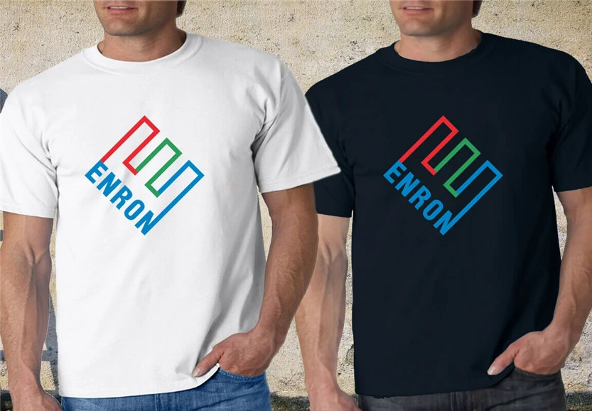 New Enron Corp Logo Mens Black &amp White T Shirt Tee Custom Print |