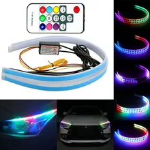 

2 pcs Flexible Multi Color Car LED DRL RGB Daytime Running Light LED Waterproof Strip Flowing Turn Signal Light For Headlight
