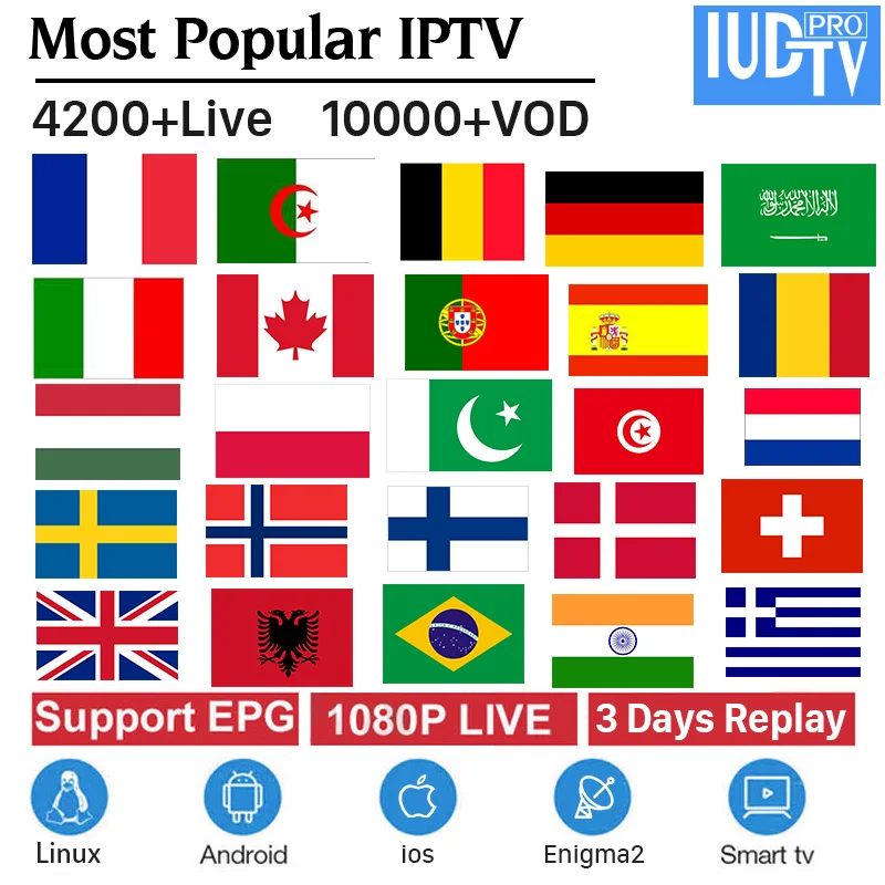 

IPTV Spain Sweden IUDTV Pro Germany Italy IPTV Subscription Arabic Greece Turkey Italia IPTV Code M3U Mag India IP TV Free Test