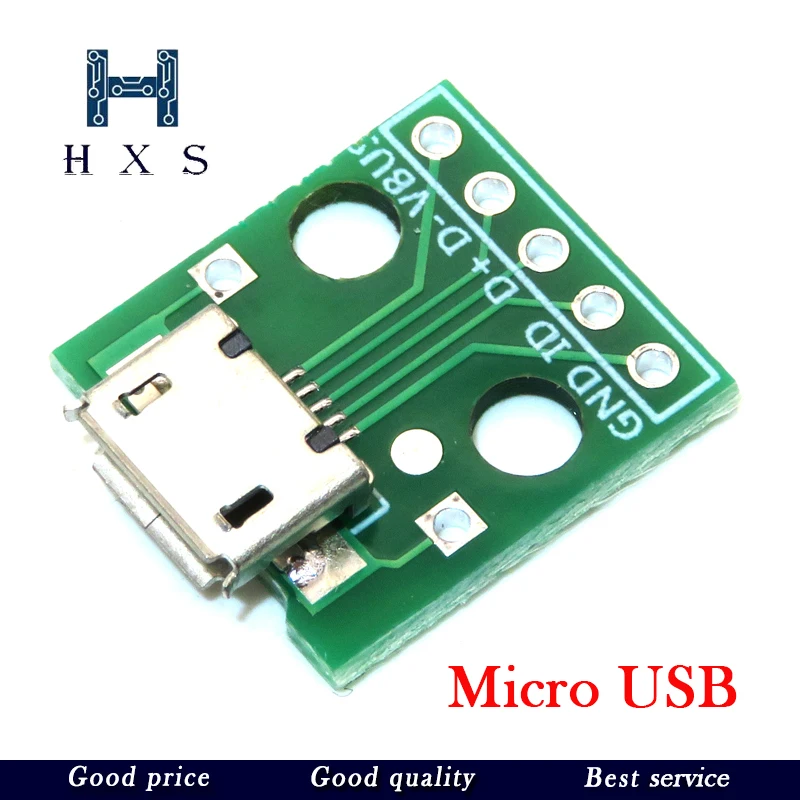 Connector Adapter 5pcs Micro Mini USB USB A Male 2.0 3.0 A Female B Connector Interface to 2.54mm DIP PCB Converter Adapter Breakout Board