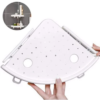 

Bathroom Triangular Shower Shelf Corner Bath Storage Holder Organizer Rack White Wall Mount DC156