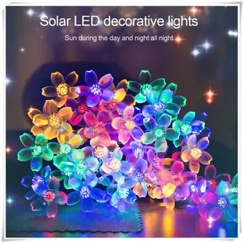 

50 LED Solar Power Beauty Cherry Blossom Light Colorful Flower Fairy Garden Lights String Outdoor Party Wedding Decoration Lamps