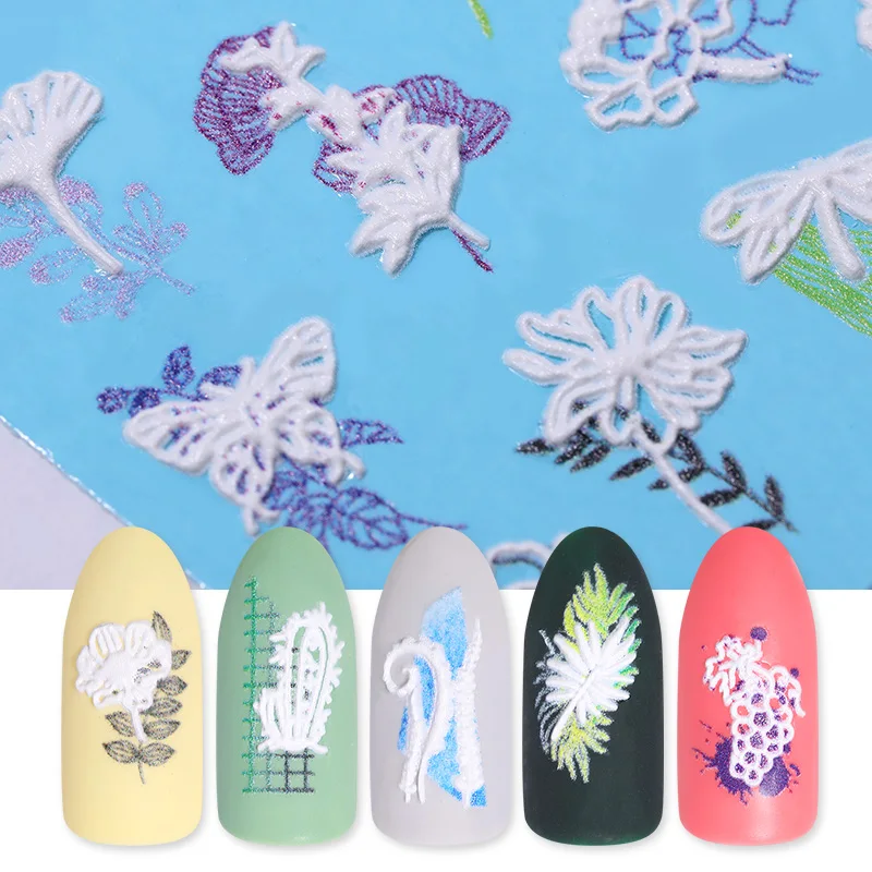

Stereoscopic 3D Nail Water Decals Transfer Stickers Decals Flower Leaves Fruit Mixed Patterns Papers Tips Nail Art Decorations