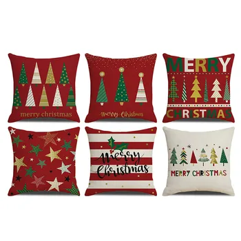 

Christmas Day Pillow Cover Linen Home Bedroom Living Room Sofa Pillowcase Home Decoration Pillowcase