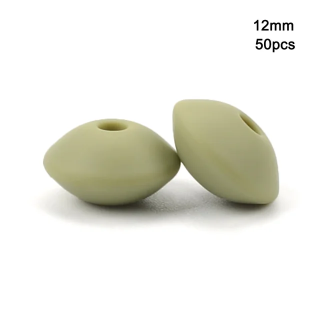 LOFCA 50pcs 12mm Silicone Lentil Beads Baby Teething Beads BPA-Free Food Grade Making Baby Oral Care Pacifier Chain  Accessorise lint