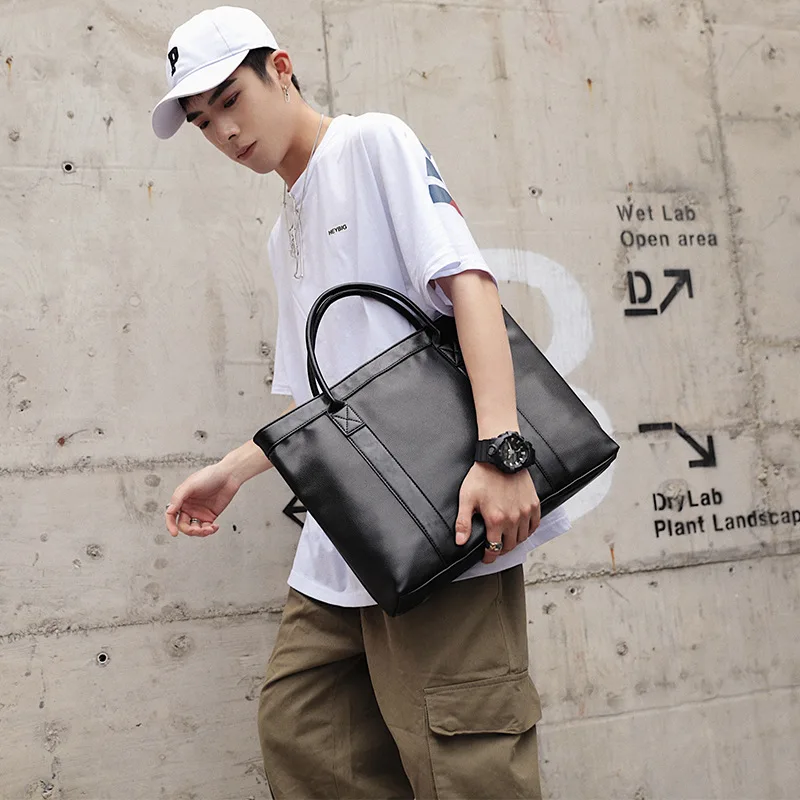 Leisure and simple men's portable documents shoulder bag handbag trend leather