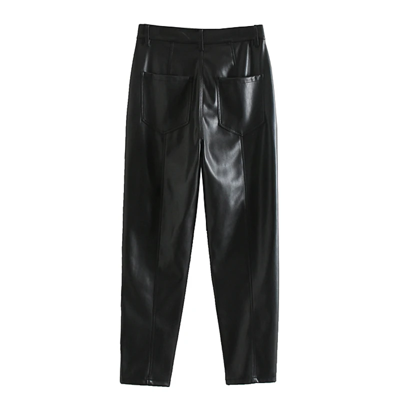 AGong брюки-карандаш из искусственной кожи женские модные черные брюки из искусственной кожи женские элегантные брюки с карманами женские брюки JAE