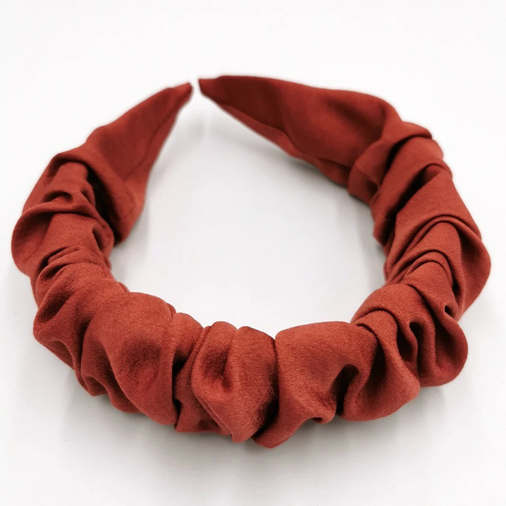 

Fashion New Women Girls Satin Volume Wave Hair Hoop Headbands Hairbands Wide Side Headwear Bezel Hair Accessories