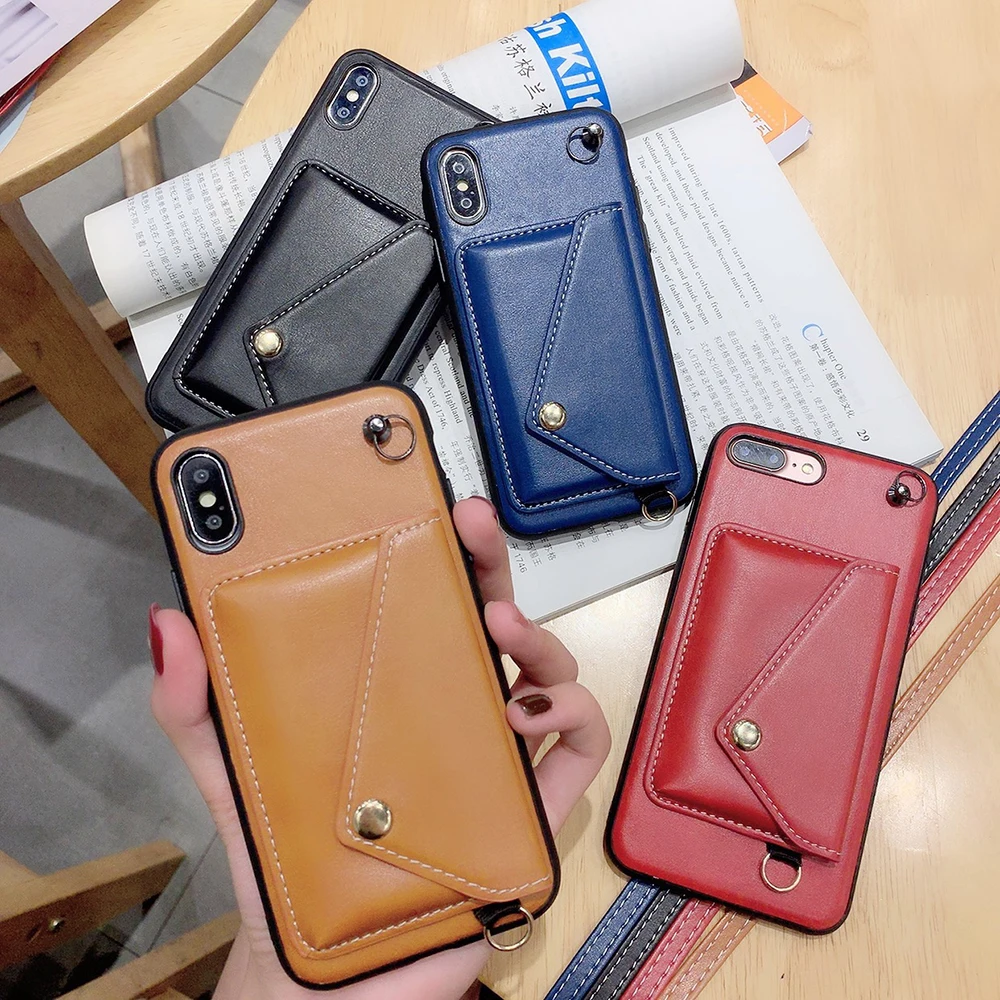Роскошный кожаный чехол для iPhone X Xs Max XR 7 кошелек с карточным задним чехлом 6 6S 8 Plus
