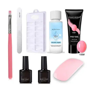 

1Set 15ML Nail Extension Builder Gel Kit Led UV Lamp Nail Art Enhancer Manicure 28TA