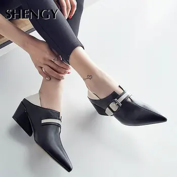

2020 Women Pumps Wedge Med Heels Sexy Pointed Toe Slip-on Wedding Party Shoes Fashion Shoes for Lady Big Size