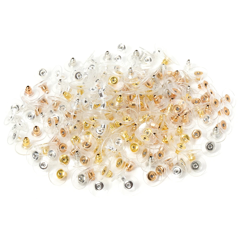 

100pcs DIY Craft Accessories Silicon Stud Earring Back Stoppers Ear Post Nuts Jewelry Findings Components Kc Gold Silver Color