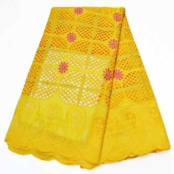 

African Lace Fabric Handmade Embroiderey Dubai Lacespunching Swiss Voile Lace With Stones Dry Cotton Lace Fabric