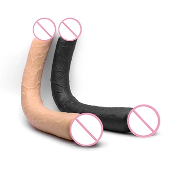 46cm Soft JDildo Double Long Realistic Dildos Cock Lesbian Vaginal Anal Plug Flexible Fake Penis For Women Dildos Sex Toys 6