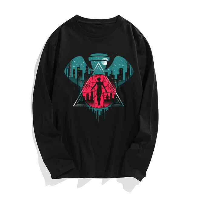 Men'S T-Shirt Neo Ghost Print Casual Mens O-Neck T Shirts Fashion Men'S Tops Men T-Shirt Long Sleeve Men Tshirt