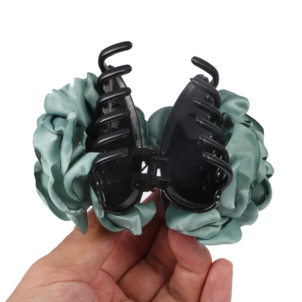 Vintage Fabric Rose Flower Large Hair Clamp Claw Jaw Accessories Gift 4 Colors