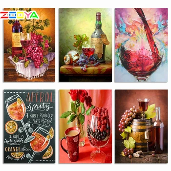 

ZOOYA 5D DIY Diamond Embroidery Fruit Grapes &Wine Cup Table Diamond Painting Cross Stitch Round Drill Mosaic Decoration CJ1047