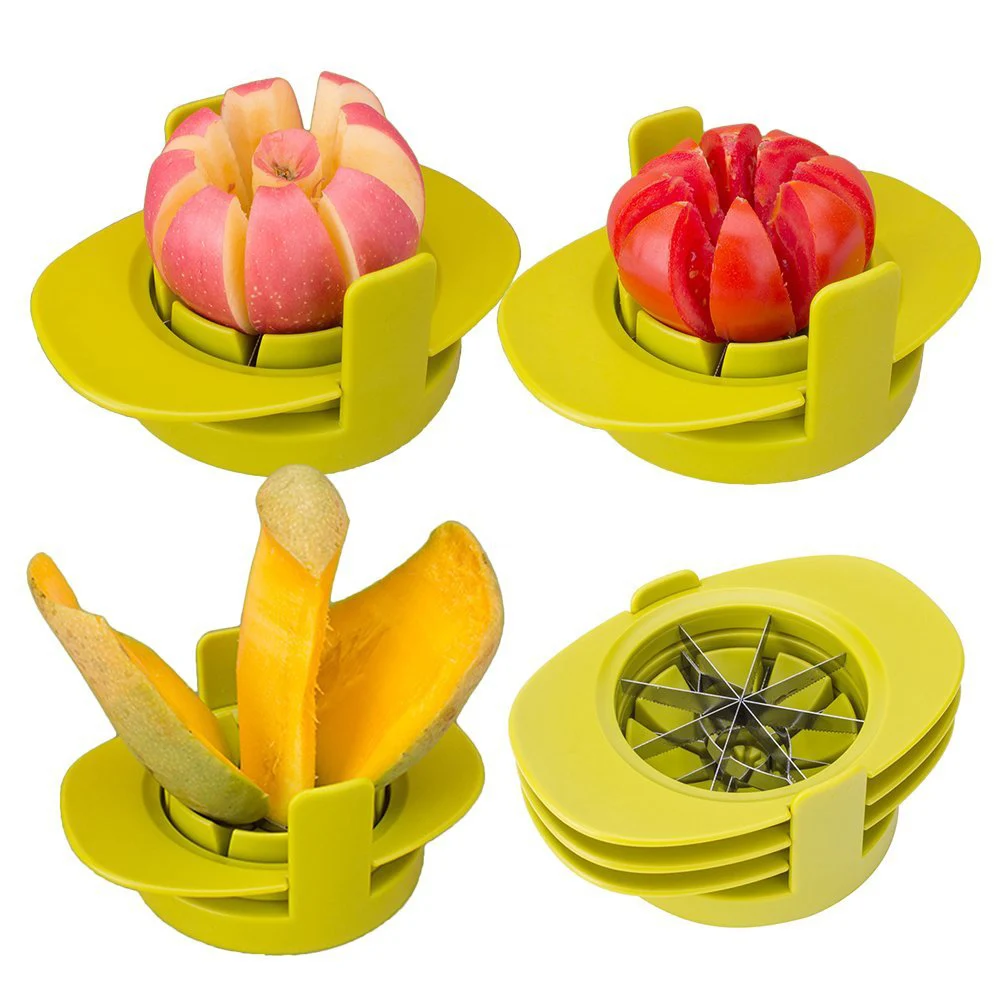 4-In-1 Mela Pera Mango Pomodoro Guava Arancione Pitaya Frutta Verdura Affettatrice Corer Cutter Con Base Comune Gadget Da Cucina