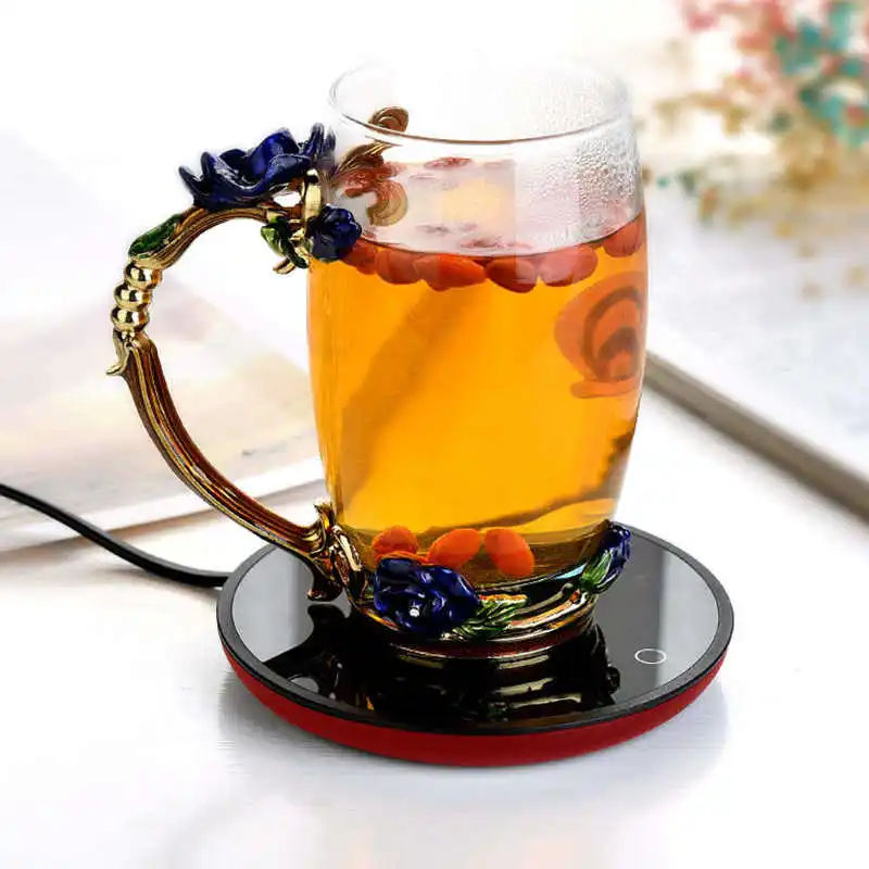 Coffee Warmer Electric Waterproof Touch Heating Cup Mat Warm Pad for Coffee Tea Milk Electric Cup Warmer US /EU Plug
