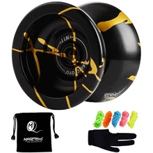 Magicyoyo esfera de yoyo n11, profissional de liga de alumínio yoyo unresponsiva bolsa de yoyo (preto dourado), luva com 5 cordas