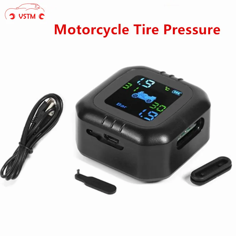 

TPMS Motorcycle Tire Pressure Monitoring System Wireless LCD 2External Sensor Realtime Monitor Abnormal Alarm Moto Tyre Tool PSI