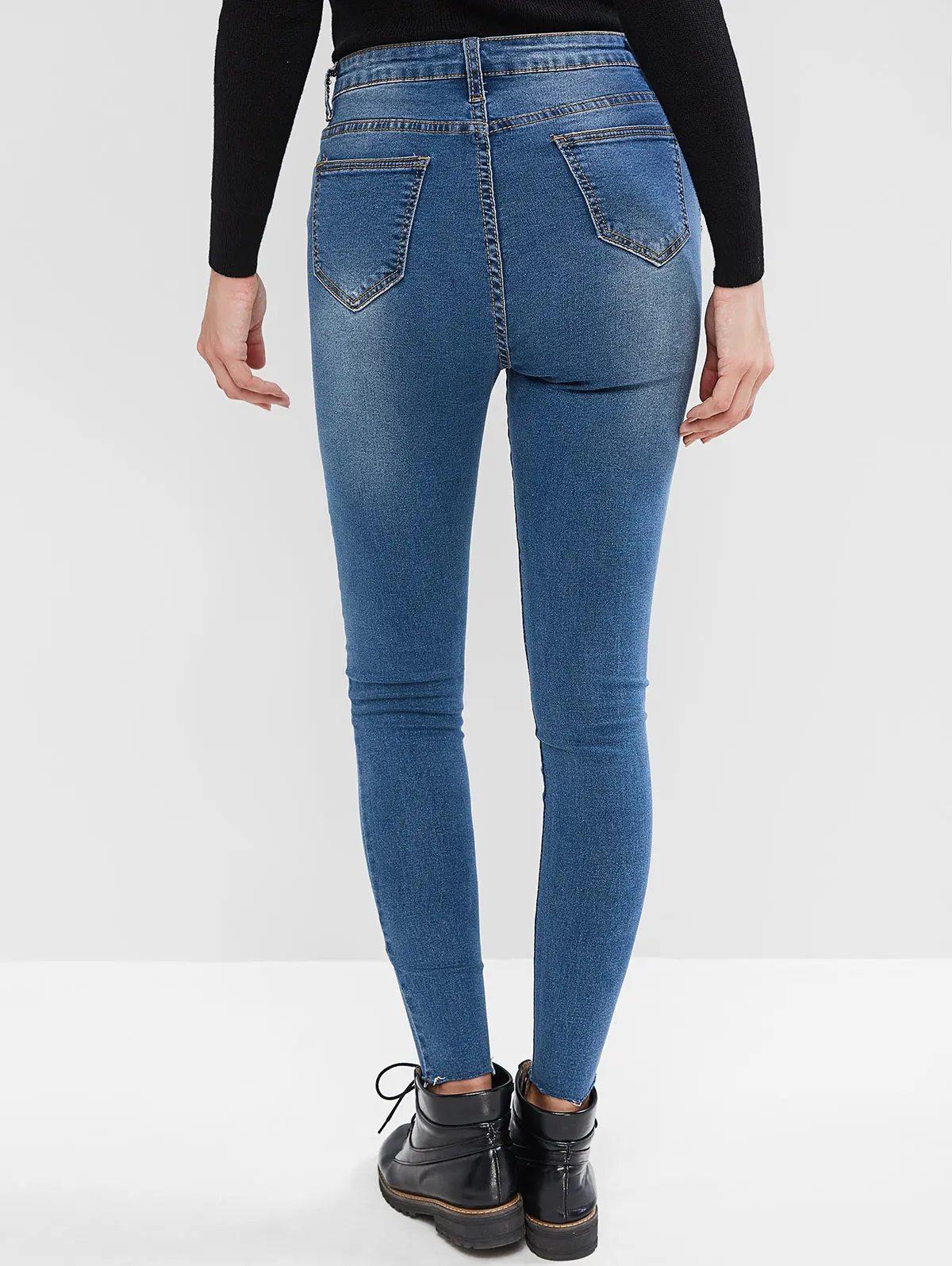 Zabul/джинсы скинни с завышенной талией и отбеливающим эффектом, с необработанным подолом, на молнии, с карманами, с украшением