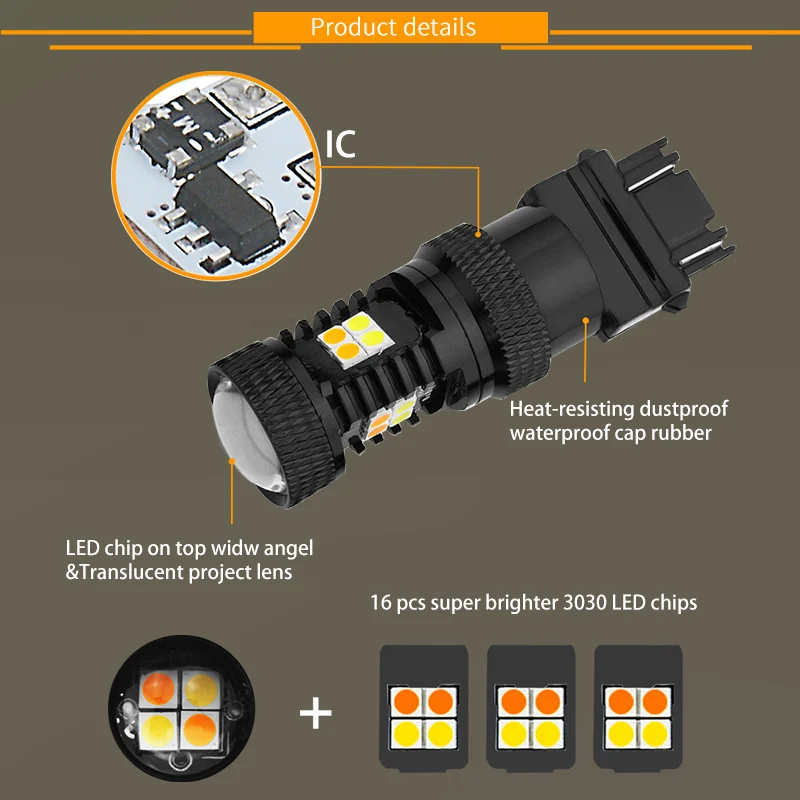 2 шт. 1157 3157 3030 светодиодные лампы P21 5 Вт Bay15d t25 t20 двухцветные для парковочные фары