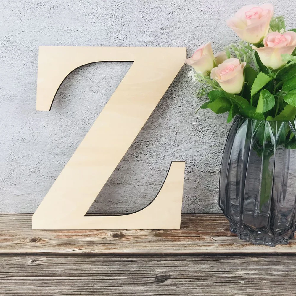 12 inch Wooden English Alphabet Letters Blank Wood Board, Wood Letters for Home Walls Decor, Party, DIY Art Craft Projects (32)