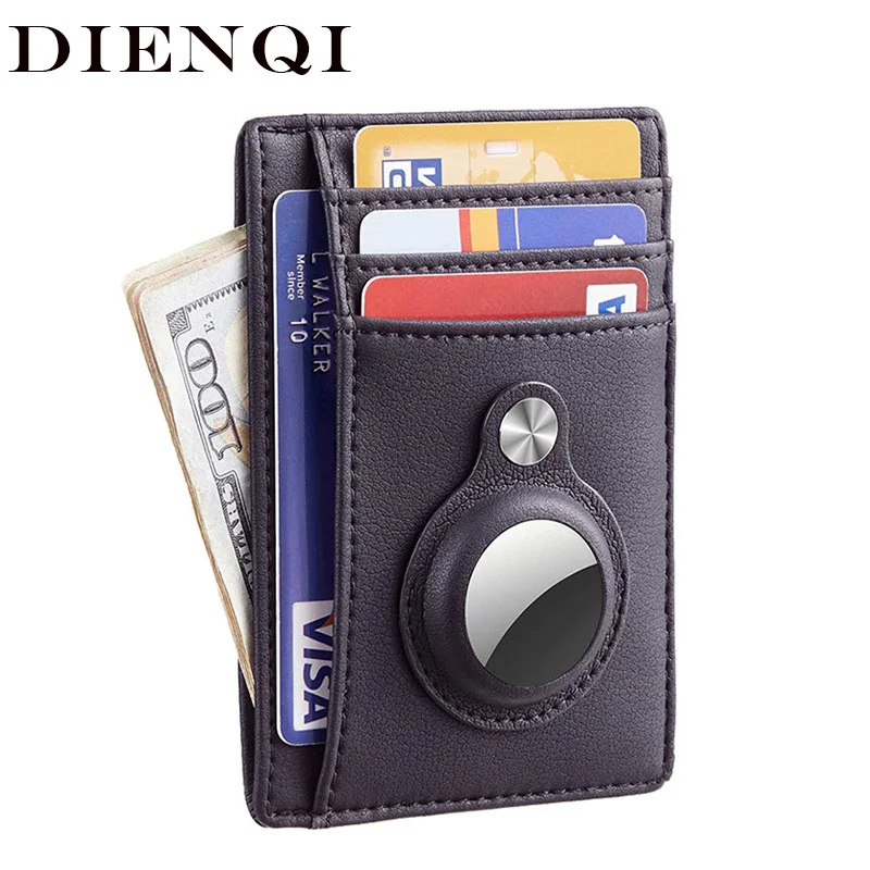 DIENQI Rfid держатель для карт мужской кошелек Air Tag визитница чехол тонкий Портмоне