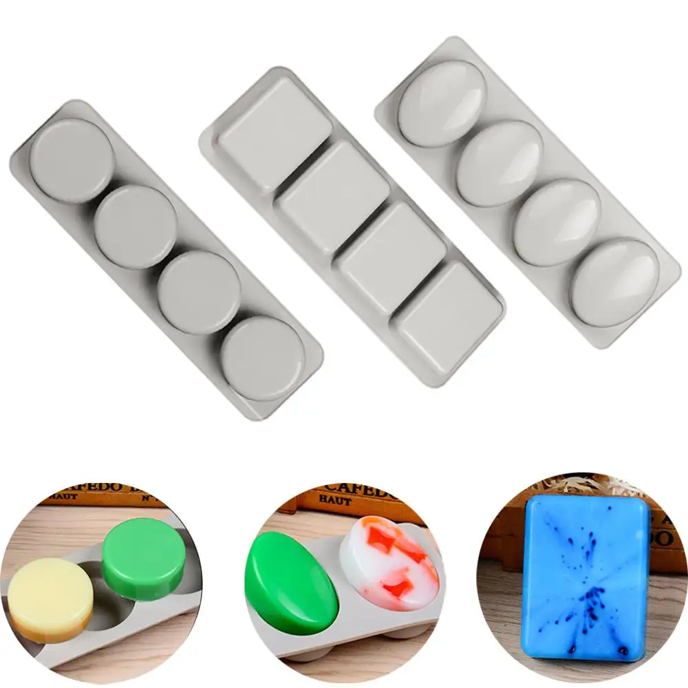 

4-grids Multi-function Silicone Soap Mold DIY Handmade Craft 3D soap cutter Making Forms Baking Soap Mould for Soap Making CD