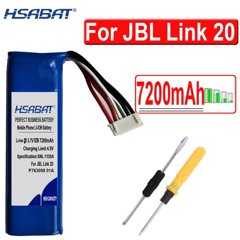 HSABAT 7200mAh P763098 01A беспроводной Bluetooth динамик батарея для JBL link 20|Батареи MP3/MP4 плееров|